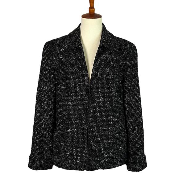 Lafayette 148 Wool Blend Structured Suit Jacket Quiet Luxury Blazer Black 10 - Picture 1 of 9